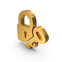 Gold Secure Lock Web Symbol PNG & PSD Images