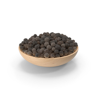 Dried Black Peppercorn In Wooden Bowl PNG & PSD Images