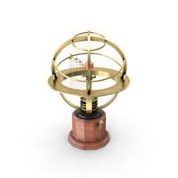 Retro Mechanical Solar System Orrery With Wooden Base PNG & PSD Images