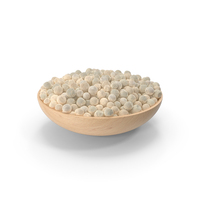 Wooden Bowl with White Dried Peppercorn PNG & PSD Images