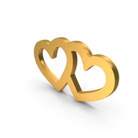 Couple Hearts Love Icon Gold PNG & PSD Images