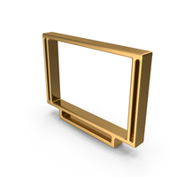 Gold Television Outline Icon PNG & PSD Images