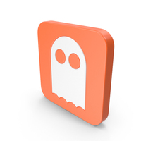 Orange & White Square Ghost Icon PNG & PSD Images
