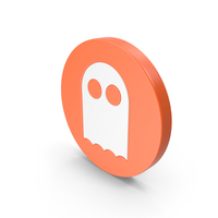Orange & White Round Ghost Icon PNG & PSD Images