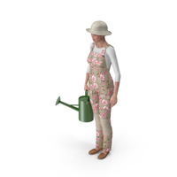 Asian Grandma Gardener Style Standing PNG & PSD Images