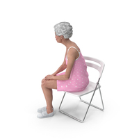 Asian Old Lady In Sleeping Suit Sitting PNG & PSD Images