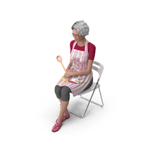 Cook Style Asian Old Lady Sitting PNG & PSD Images