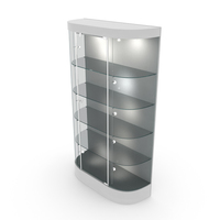 Curved Wall Display Case White PNG & PSD Images