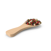 Dried Peppercorns Mix with Wooden Spoon PNG & PSD Images