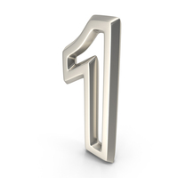 Silver Outline Number 1 PNG & PSD Images