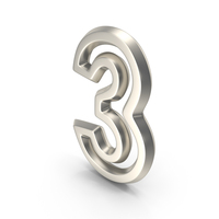 Silver Outline Number 3 PNG & PSD Images
