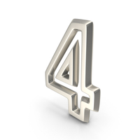 Silver Outline Number 4 PNG & PSD Images