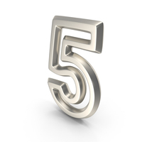 Silver Outline Number 5 PNG & PSD Images