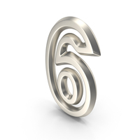 Silver Number Outline 6 PNG & PSD Images