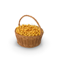 Yellow Cherries In Basket PNG & PSD Images