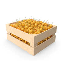 Yellow Cherries In Fruit Crate PNG & PSD Images