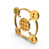 Gold Global Community Connection Icon PNG & PSD Images