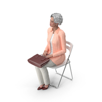 Korean Old Lady Everyday Style Sitting PNG & PSD Images