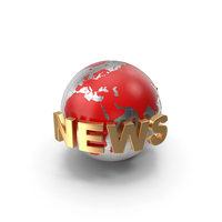 Red & Gold Globe With News Text PNG & PSD Images