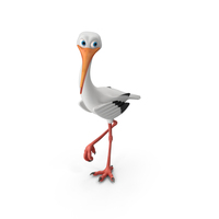 Stork Cartoon Walk Pose PNG & PSD Images