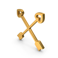 Two Heart Arrows Icon Gold PNG & PSD Images