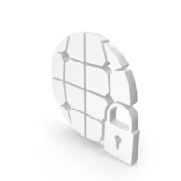 White Web Globe Lock Icon PNG & PSD Images