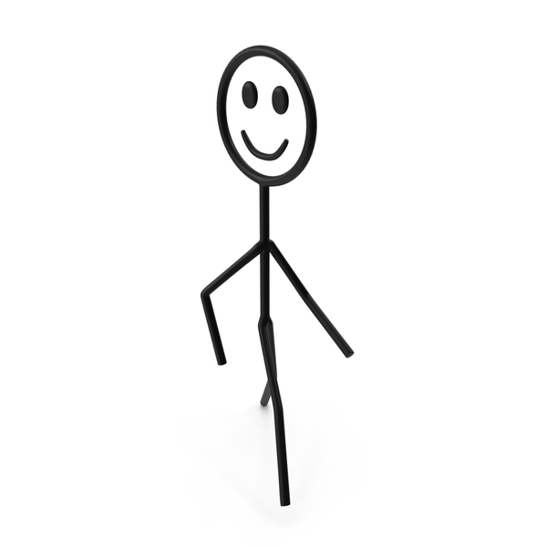 Cartoon Stickman Figure Walking Pose Black PNG Images & PSDs for Download