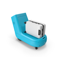 KLM Care E Robot and White Luggage Bag PNG & PSD Images