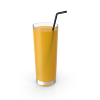 Glass Of Orange Juice With Straw PNG & PSD Images