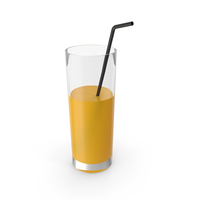 Glass Of Orange Juice With Straw PNG & PSD Images