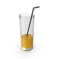 Glass Of Orange Juice With Straw PNG & PSD Images