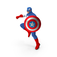 Captain America Cartoon Fighting Pose PNG & PSD Images