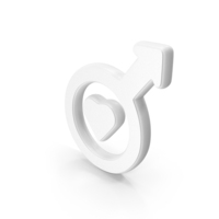 Male Gender Symbol With Heart Symbol White PNG & PSD Images