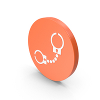 Orange & White Round Handcuffs Icon PNG & PSD Images