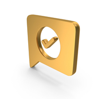 Gold Comment With Check Mark Icon PNG & PSD Images