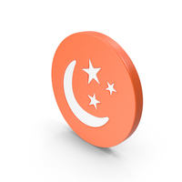 Orange & White Round Moon And Stars Icon PNG & PSD Images