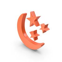 Orange Moon And Stars Icon PNG & PSD Images