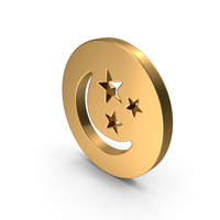 Gold Round Moon And Stars Icon PNG & PSD Images