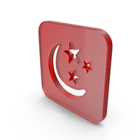 Glass Square Moon And Stars Icon PNG & PSD Images