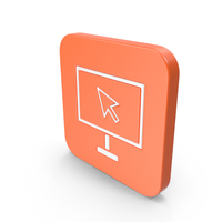 Orange & White Cursor On Screen Square Icon PNG & PSD Images