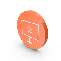 Orange & White Cursor On Screen Round Icon PNG & PSD Images