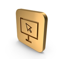 Gold Cursor On Screen Square Icon PNG & PSD Images