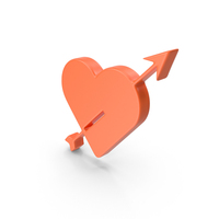 Orange Heart With Arrow Icon PNG & PSD Images