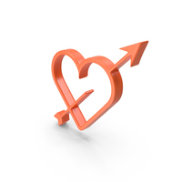 Orange Heart With Arrow Icon PNG & PSD Images