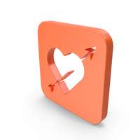 Orange Heart With Arrow Square Icon PNG & PSD Images