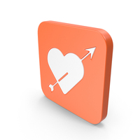 Orange & White Square Heart With Arrow Icon PNG & PSD Images