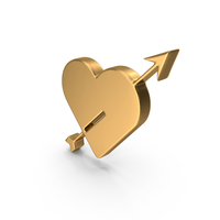 Gold Heart With Arrow Icon PNG & PSD Images