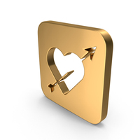 Gold Square Heart With Arrow Icon PNG & PSD Images