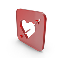 Glass Heart With Arrow Square Icon PNG & PSD Images