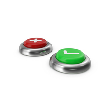 Red And Green Button With Right & Wrong Signs PNG & PSD Images